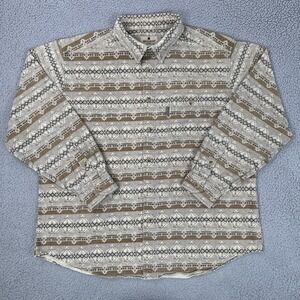 Woolrich Chamois Flannel Shirt Men XL Shale Aztec Stripe Southwestern Pocket